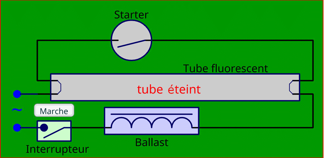 allumage du tube fluorescent
